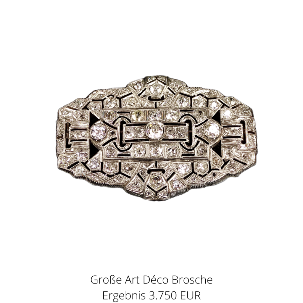 Große Art Deco Brosche mit vielen Brillanten besetzt