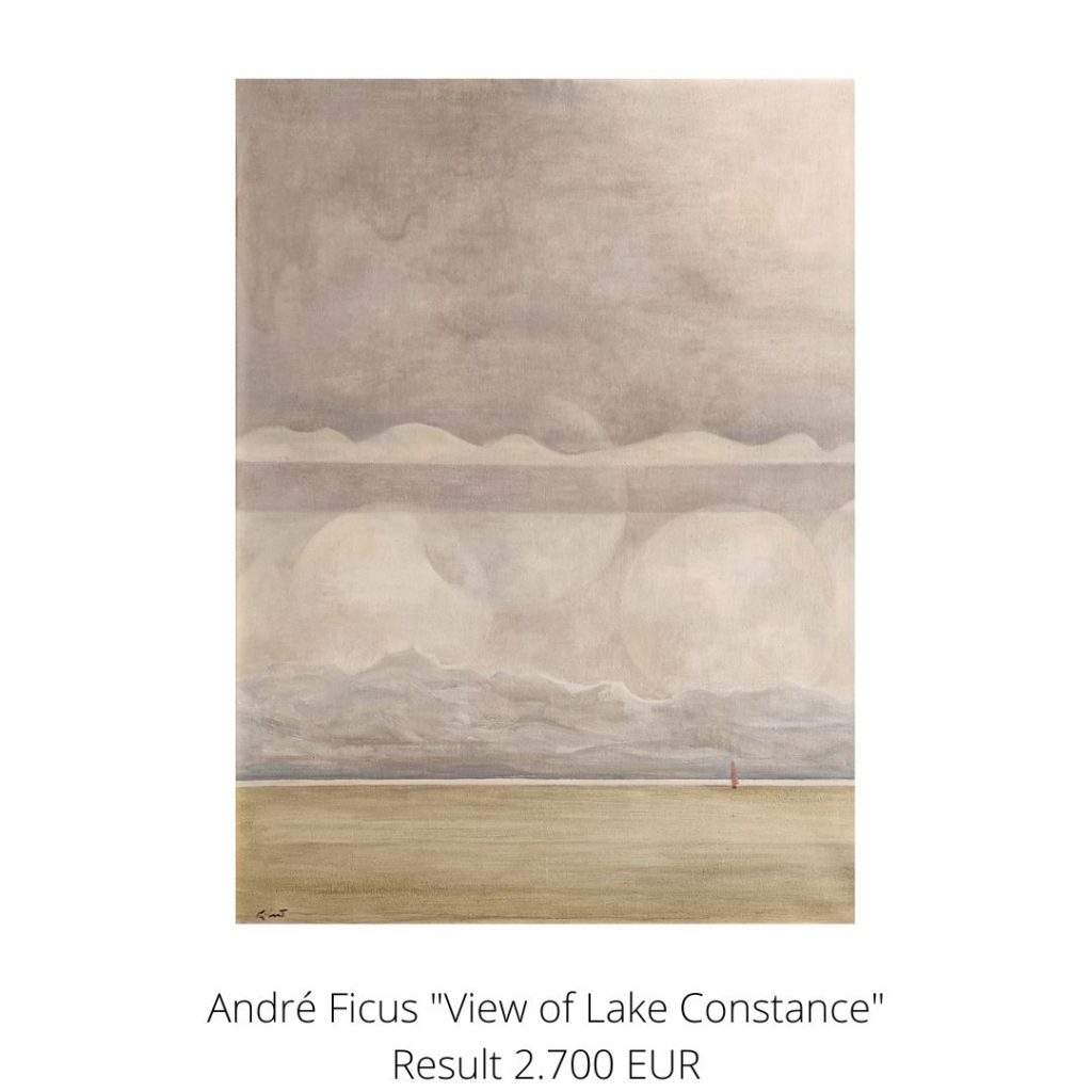 Painting with "View of Lake Constance" by André Ficus