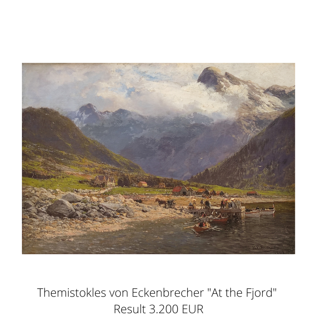 Painting of a Norwegian Fjord by Themistokles von Eckenbrecher, showing Øye am Norangsfjord 