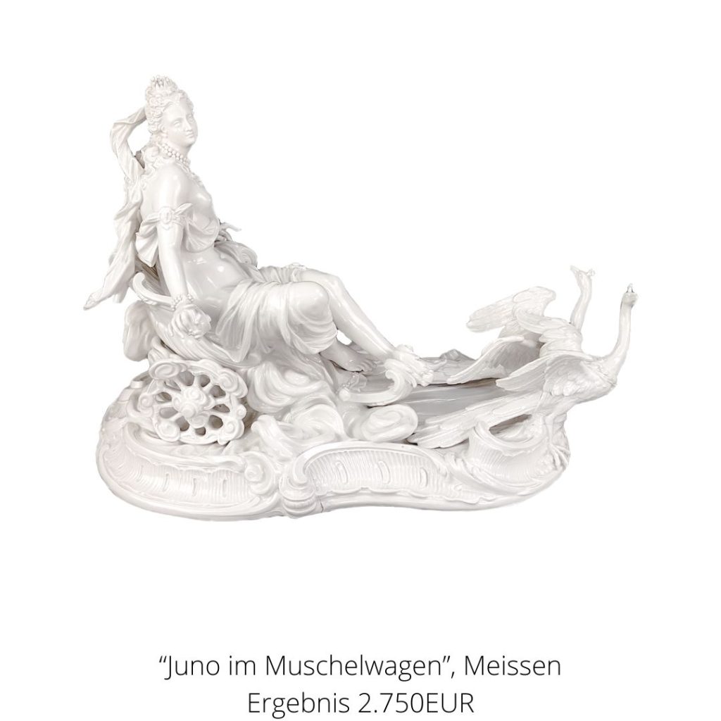 Porzellangruppe "juno im Muschelwagen" von Meissen