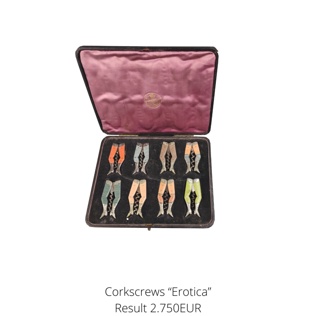 Collection of corkscrews with erotic design, designed as spreading legs