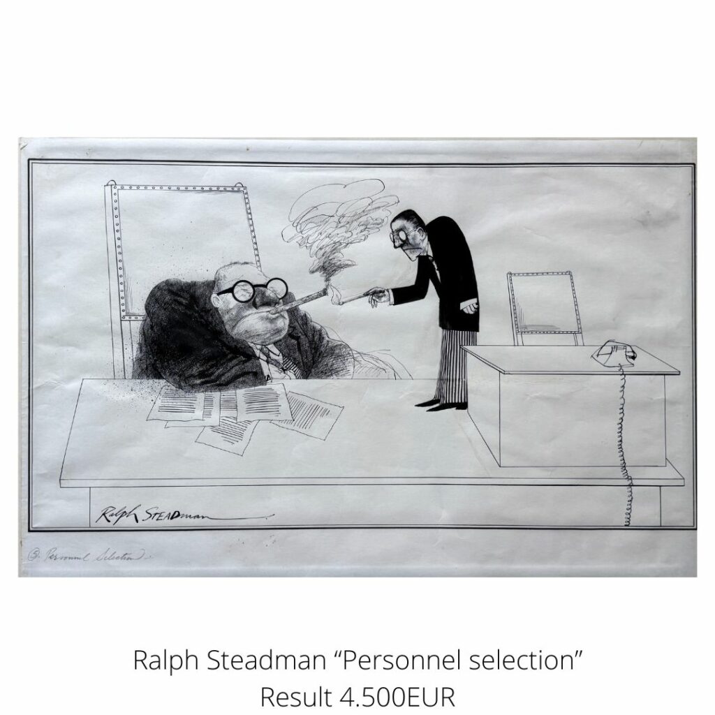 Graphic work by Ralph Steadman called "Personnel selection"